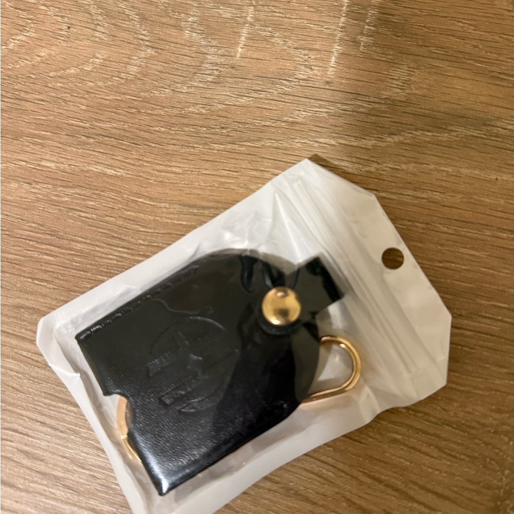 Black Leather Key Holder with Gold Accents